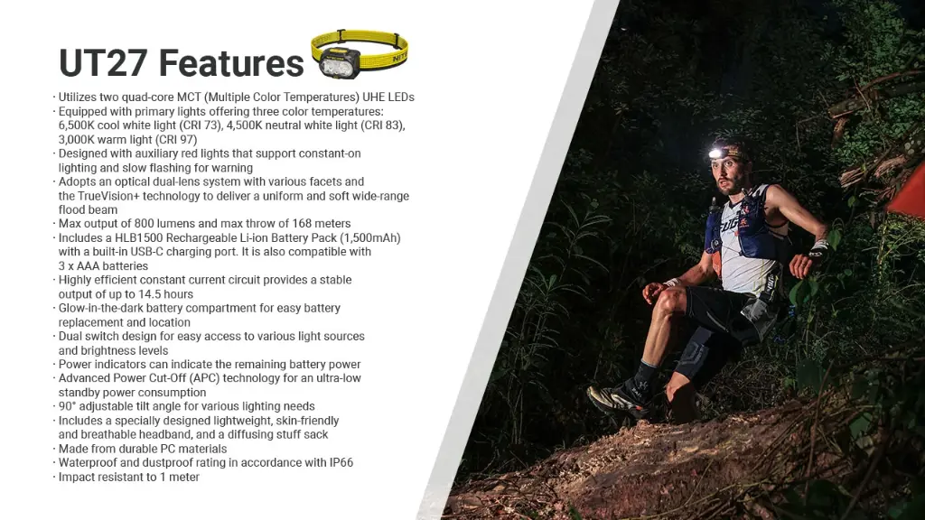 Nitecore Headlamp UT27 ( MCT ) - Black