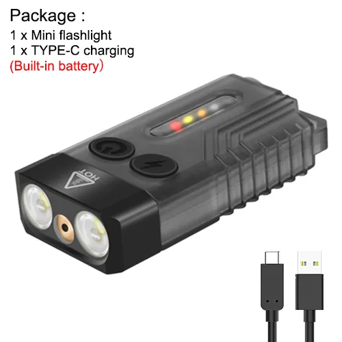 Daily Use V10l Mini EDC Flashlight Keychain 1000LM Black