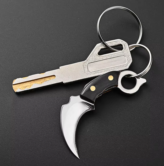 Mini Folding Keychain Knife Gold Handle