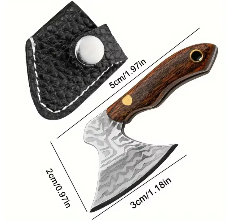 Mini Keychain Damascus Axe