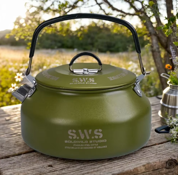 Wellhike Stainless Steel Kettle 0.8L - OD Green