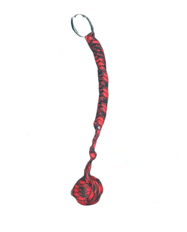 Large Monkey Fist Paracord Keychain - CAMOUFLAGE - Red and Black