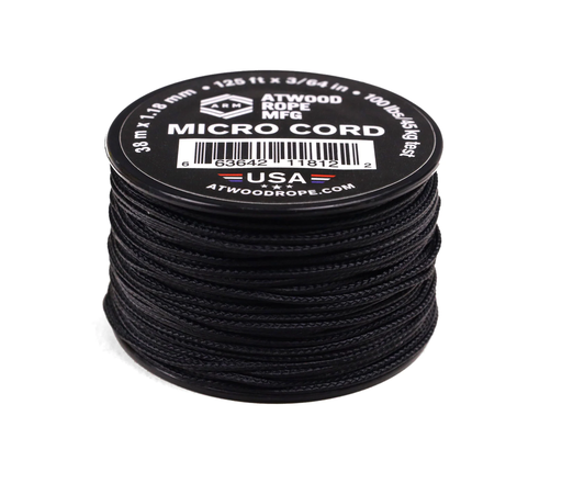 [RG1267] Atwood Rope MFG Micro Cord 125ft Black