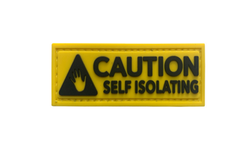 [C19-CAUTION-YE] Caution Self Isolating PVC Patch Yellow