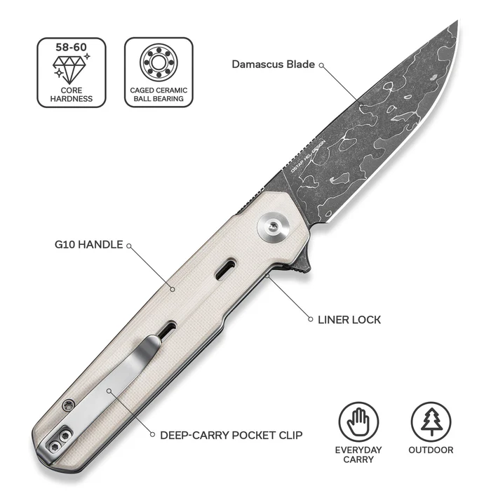 CIVIVI Navo Ivory G10 - Damascus 