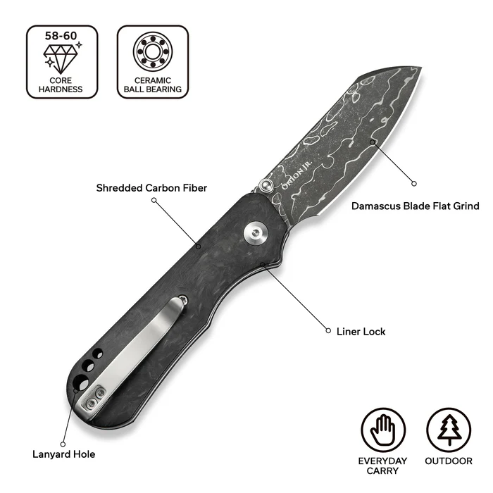 CIVIVI Crabby Carbon Fiber - Damascus 