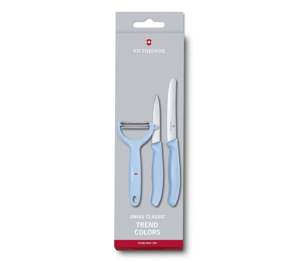 Victorinox Swiss Classic Trend Colors Paring Knife Set with Tomato and Kiwi Peeler, 3 Pieces