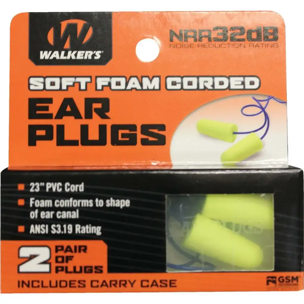 Walker's 2 PAIRS BLUE CORDED FOAM PLUG 