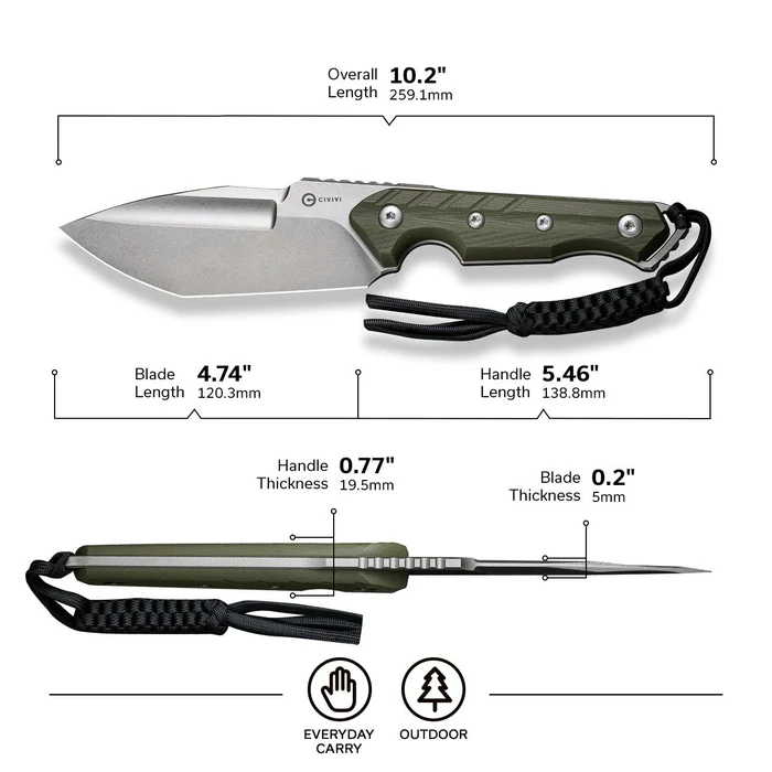 CIVIVI Maxwell Fixed Blade Knife G10 Handle