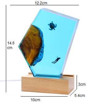 Resin LED Light Set Turtle with Diver