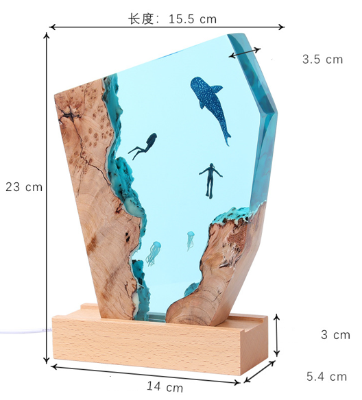Resin LED Light Set Divers and Shark Large