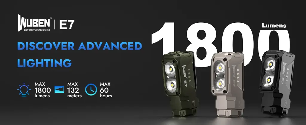Wuben E7 Multi-functional EDC Flashlight 1800 Lumens- Black