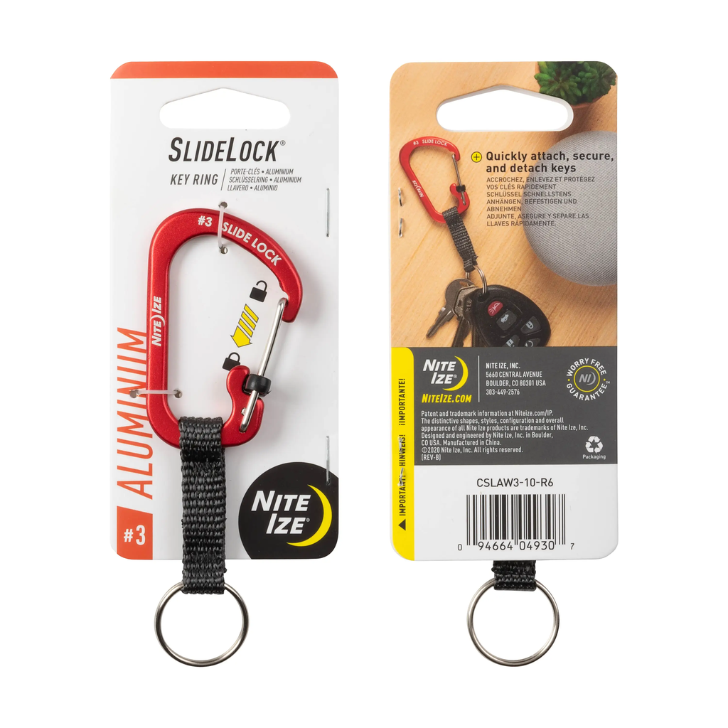 Nite Ize SlideLock KeyRing Aluminum #3 (Red)
