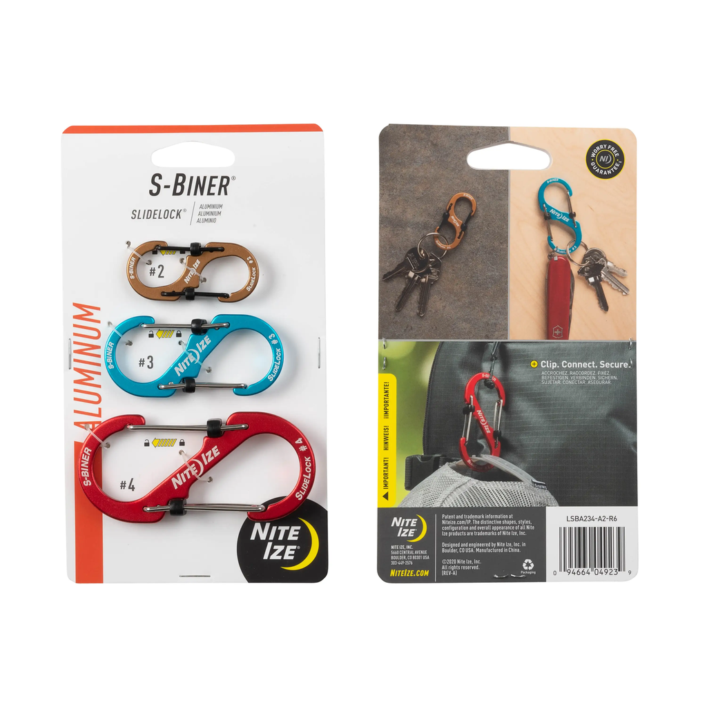 Nite Ize S-BINER SLIDELOCK ALUMINUM Combo 3 Pack Assorted