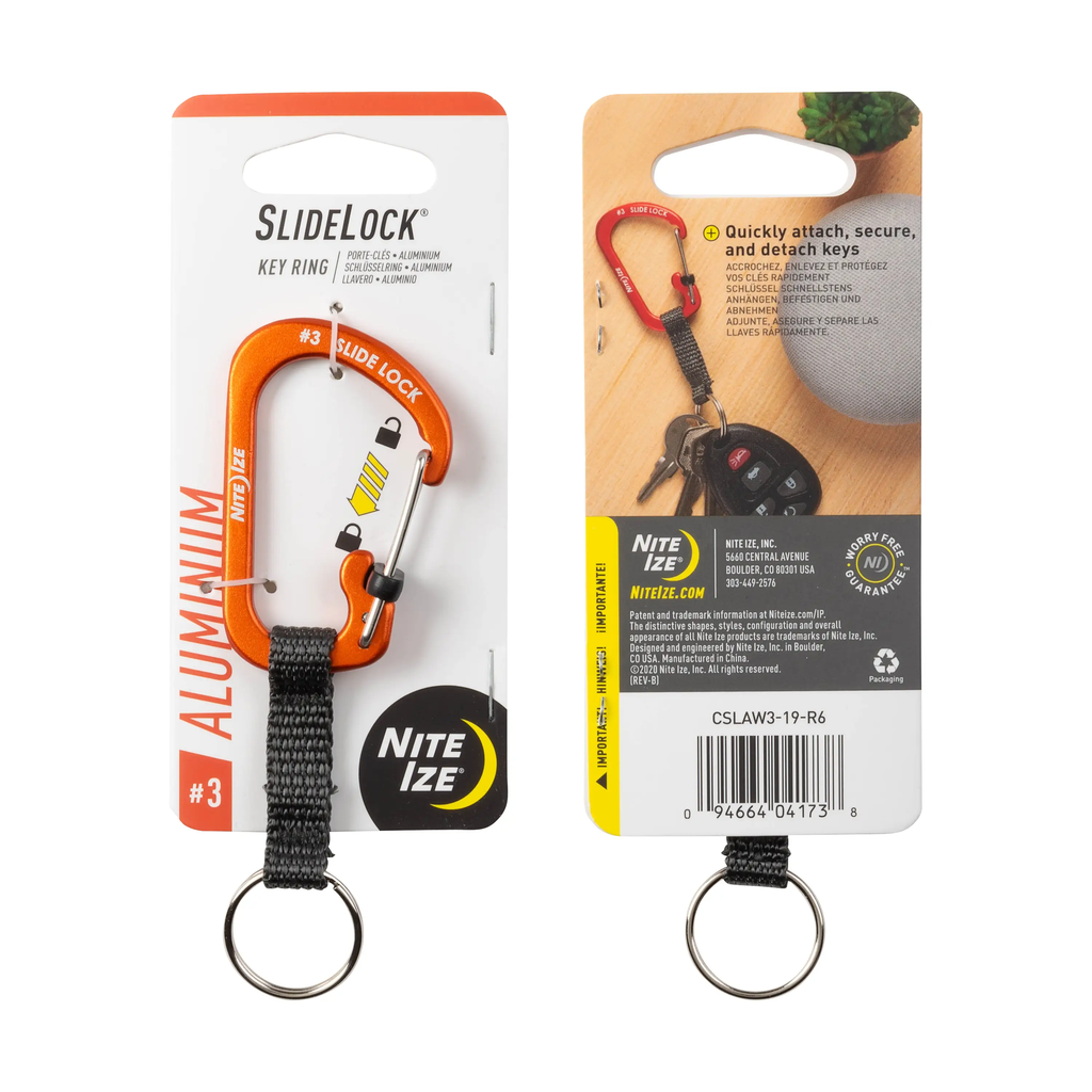 Nite Ize SlideLock KeyRing Aluminum #3 (Orange)