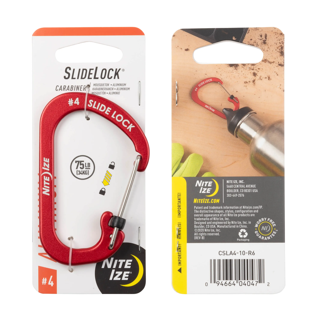 Nite Ize SlideLock® Carabiner Aluminum #4 (Red)