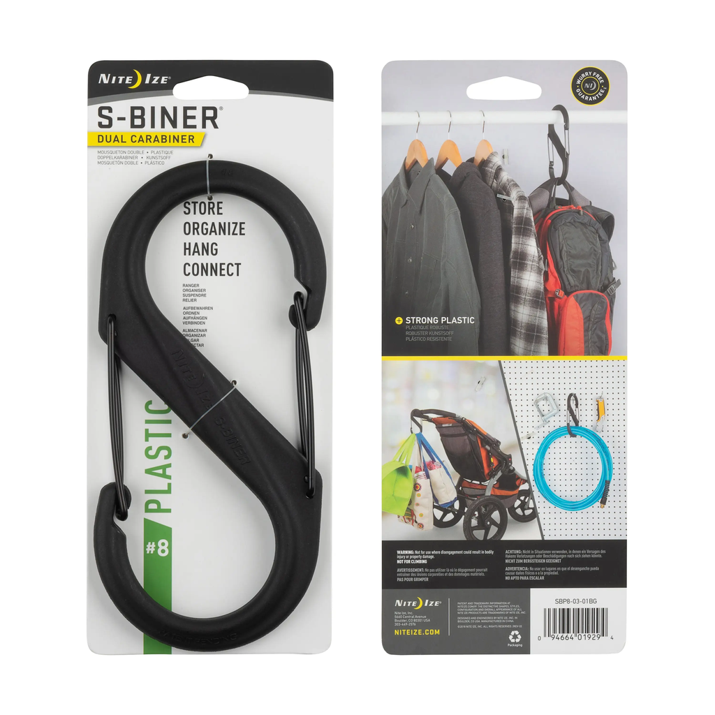 Nite Ize S-Biner Plastic Dual Carabiner #8 - Black