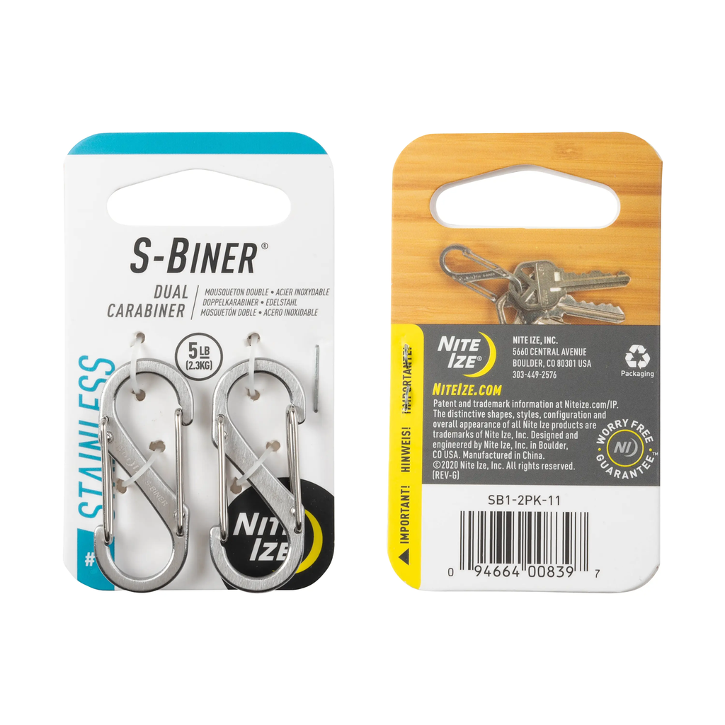 Nite Ize S-Biner Size 1 2pk (Stainless)