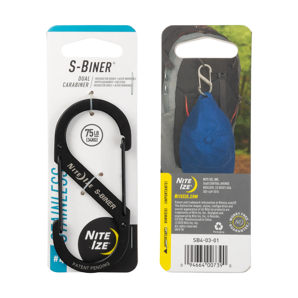 Nite Ize S-Biner® Stainless Steel Dual Carabiner #4 (Black)