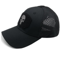 Mesh Tactical Cap - Embroidered Punisher SKull - Black