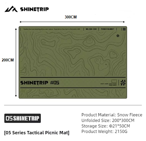 Shine trip Tactical Picnic Mat Green - Large