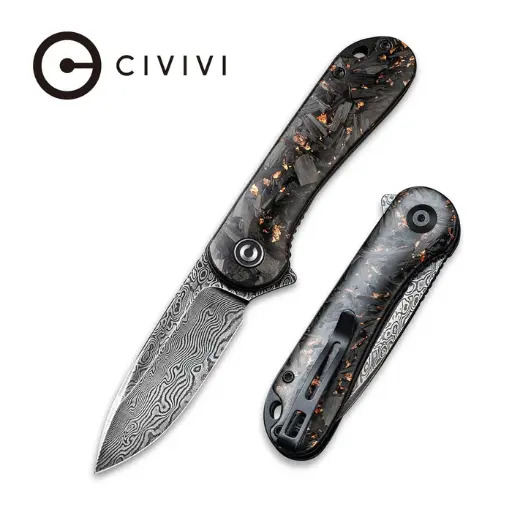 [C907C-DS3] Civivi Elementum Carbon Fiber & Resin - Damascus