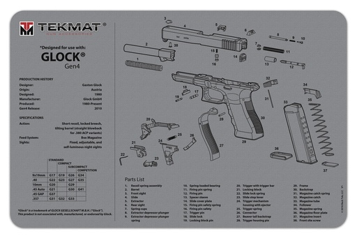 [TEK-R20-GLOCK-G4-GY] Tekmat Glockآ® Gen4 Grey