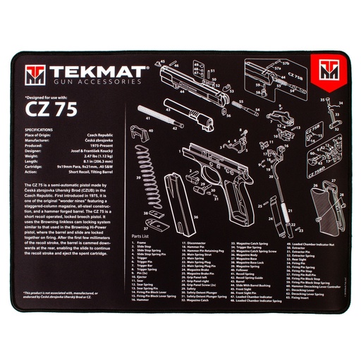 [TEK-R20-CZ75] Tekmat CZ 75 Ultra Premium Gun Cleaning Mat