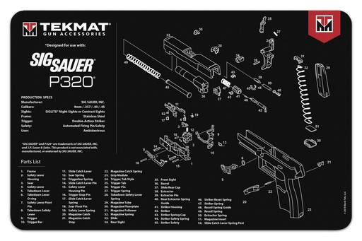 [TEK-R17-SIGP320] Tekmat Sig Sauer P320 - Gun Cleaning Mat 