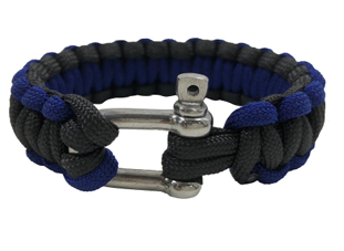 [SHSH-BKNV] Paracord Bracelet Black and Blue with Stainless Steel Connector