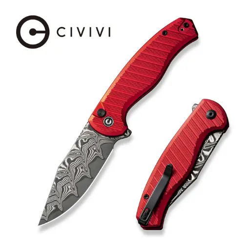 [C23040B-DS1] Civivi Stormhowl Red Aluminum - Damascus 