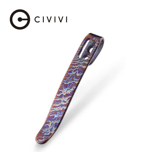 [T002A-50MM] CIVIVI Flamed Blue / Purple Titanium Pocket Clip 50MM