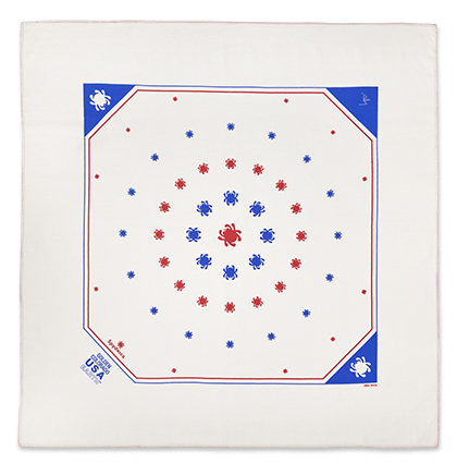 [BAND5] Spyderco Bandana Ivory with Red and Blue Bugs 