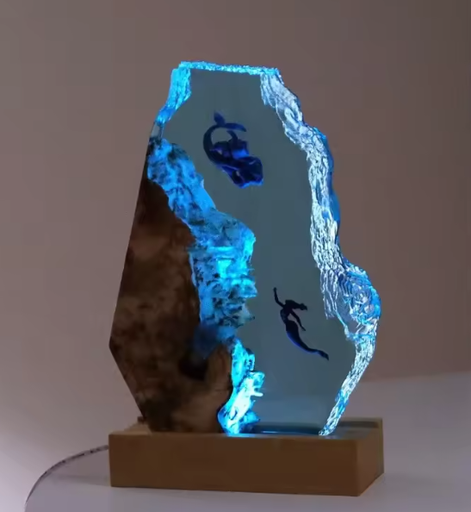[23-5] Resin LED Light Set Mermaid, jellyfish turtle