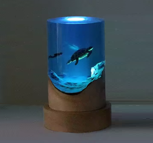 [10-1] Resin LED Light Set cylindrical turtle with diver