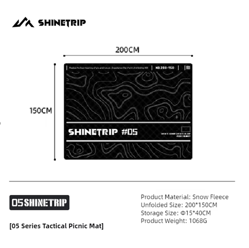 [A536-H0S/Black] Shine trip Tactical Picnic Mat Black - Small