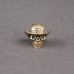 [Bead-20] Beads Skull With Hat - Gold