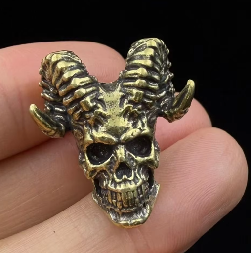 [Bead-12] Beads Goat Skull - Gold