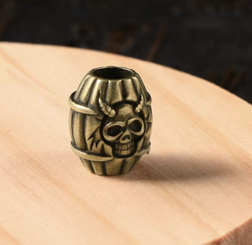 [Bead-15] Beads Barrel With Skull - Gold