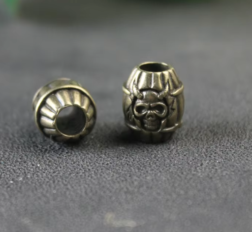 [Bead-16] Beads Barrel With Skull - Silver