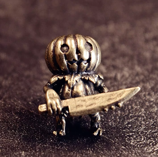 [Bead-17] Beads Pumpkin With Knife - Silver