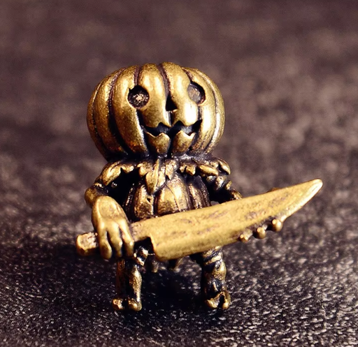 [Bead-18] Beads Pumpkin With Knife - Gold