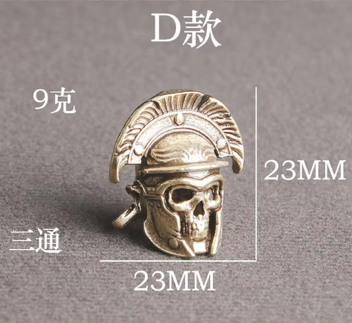 [Bead-31] Beads Skull With Helmet - Gold