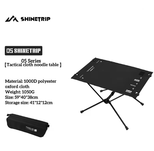 [A523-H00/Black] Shine trip Tactical Folding Cloth Table - Black
