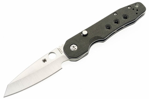 [C240MGRP] Spyderco Smock - Green Canvas Micarta - Satin CPM 20CV Blade 