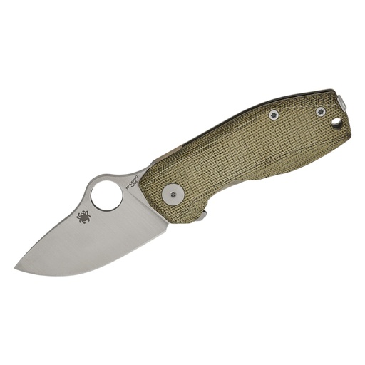[C268MTIP] Spyderco SPYNANO GREEN CANVAS  MICARTA/ TITANIUM M398