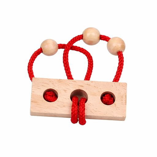 [7715-2] BRAIN PUZZLE Wood with rope