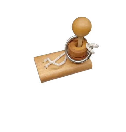 [7717-4] BRAIN PUZZLE Wood with rope 