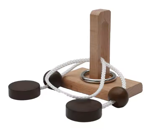 [7718-1] BRAIN PUZZLE Wood with rope 