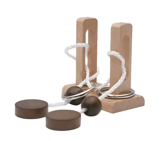 [7718-3] BRAIN PUZZLE Wood with rope